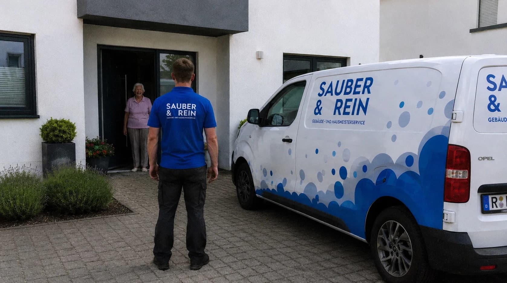 Sauber & Rein Mitarbeiter am Firmenwagen